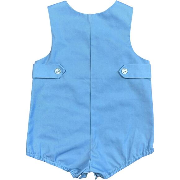 Balloon Animal Stitch Vintage Baby Blue Button Romper - Picture 2 of 4